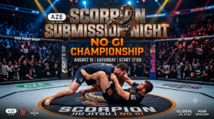 SCORPION SUBMISSION NIGHT – RƏSMİ QAYDALAR1. FormatNo-Gi Submission Grappling.Məqsəd rəqibi yalnız submission ilə məğlub etməkdir.Xal sistemi tətbiq edilmir.2. Döyüş vaxtıBöyüklər: 10 dəqiqə3. Qələbə yollarıSubmission (Tap və ya hakim tərəfindən texniki dayandırma)Rəqibin imtinasıDiskvalifikasiya4. Vaxt bitərsə Hakimlər qalibi aşağıdakı meyarlara əsasən müəyyən edəcəklər:Təhlükəli submission cəhdləriHücum aktivliyiDominant mövqe və effektiv nəzarət5. İcazə verilən submission texnikalarıRear Naked ChokeGuillotine ChokeTriangle ChokeArm TriangleD’Arce ChokeAnaconda ChokeEzekiel ChokeArmbarKimuraAmericanaOmoplataStraight Ankle LockKneebarToe Hold6. Qadağan olunan texnikalar❌ Heel Hook❌ Twister❌ Calf SlicerZərbələrGözə, boğaza və qasığa hücumBarmaq burulmalarıDişləməkSaç çəkməkQəsdən slam etməkHakimin göstərişlərinə tabe olmamaqBu qaydalar Scorpion Submission Night turnirinin təhlükəsiz, dinamik və tamaşaçı üçün maraqlı keçməsini təmin etmək məqsədi daşıyır.